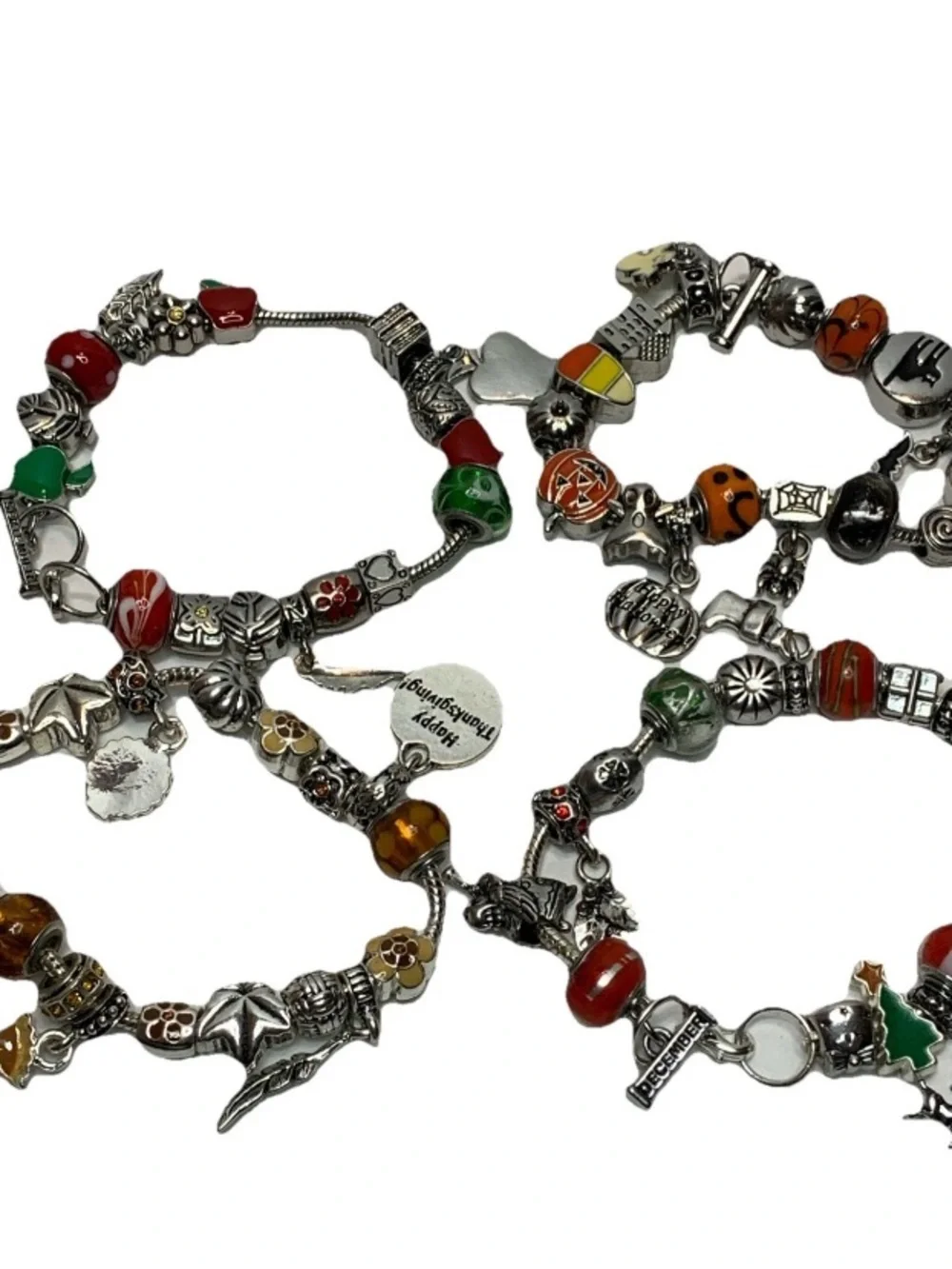 Retro Willabee and Ward Month Charm Bracelets Lot Sept Oct Nov Dec